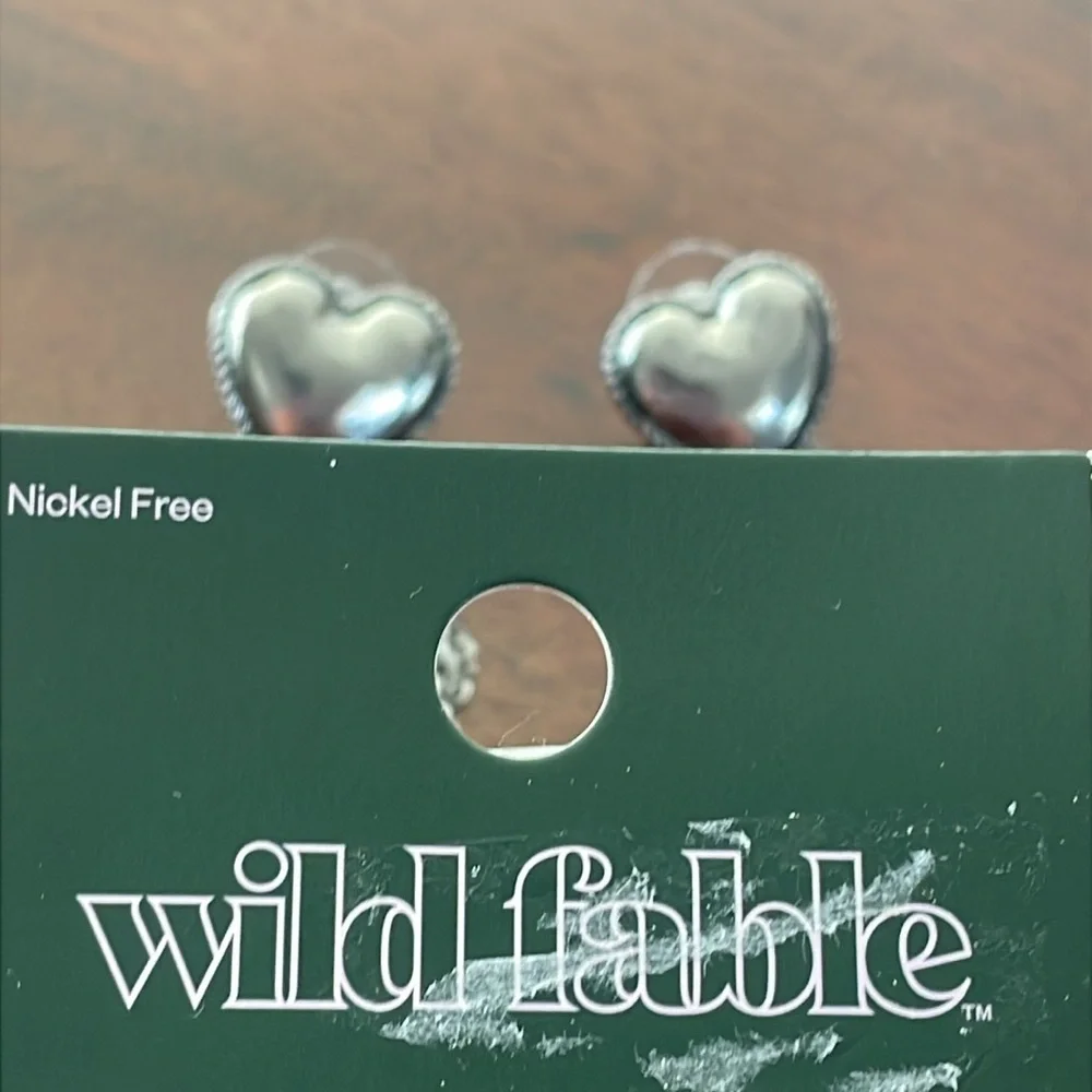 Wild Fable silver Bubble Heart Fringe Post Drop Earrings